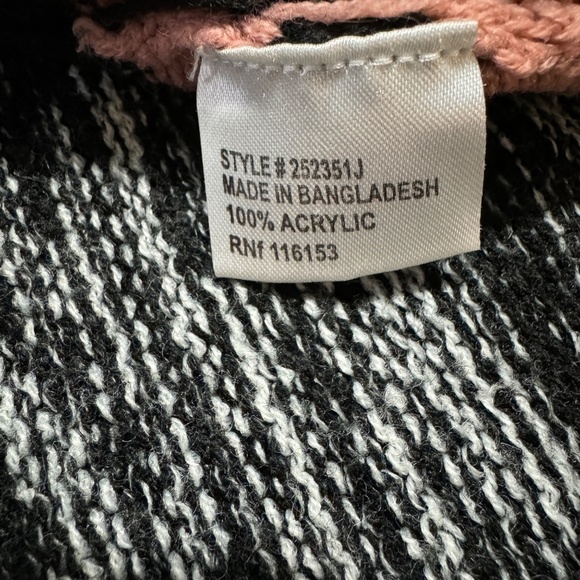 Poof Women's Black + White Open Front Long Sleeve Cardigan Sweater Size Large - Picture 10 of 12